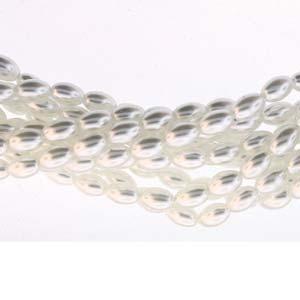 2030100 Glass Pearl 4x6mm White Rice