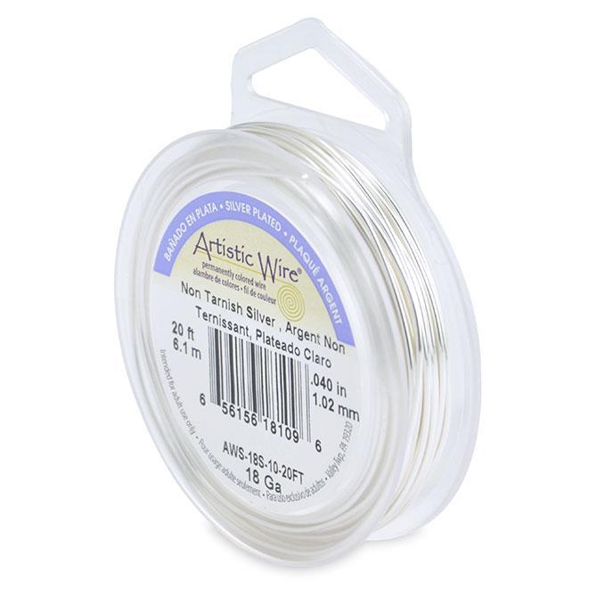 65615618109 Artistic Wire 18g 20ft Tarnish Resistant Silver